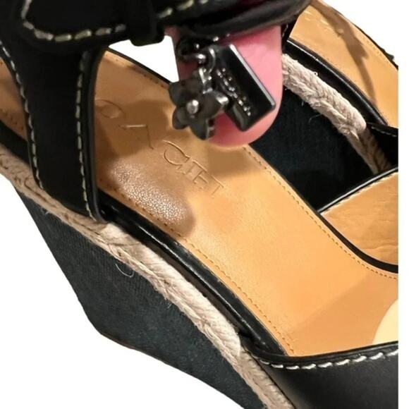 Coach Women's‎ Eaton Black Wedge Sandal Sz 9 - Picture 6 of 10